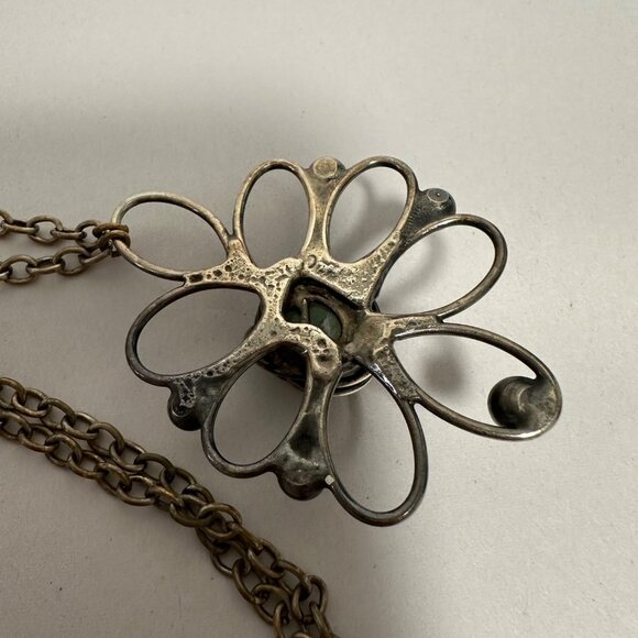 MCM Stlye Silver Tone Atomic Atom Agate On Chain Artsy Wearable Art - Picture 3 of 8